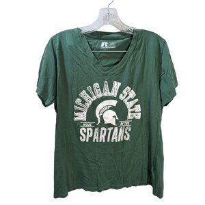Michigan State Spartans Green T-Shirt Russell Athletic L/G 12-14 Graphic Tee Sho